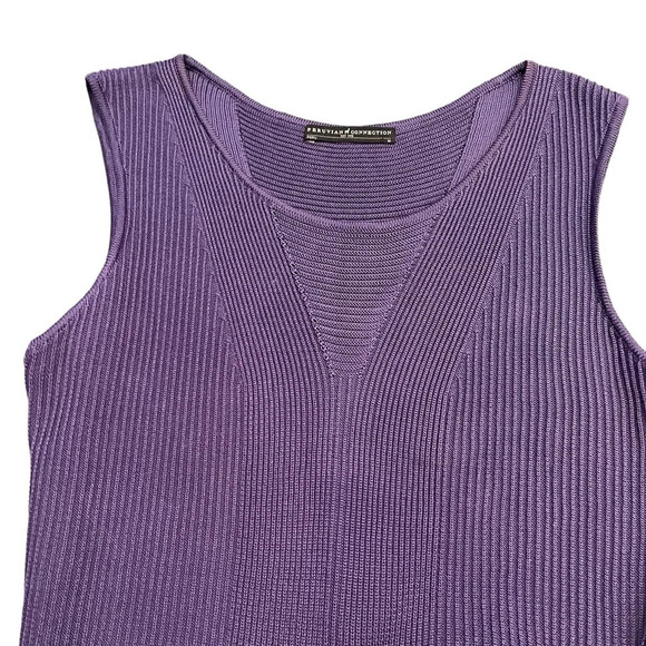 Peruvian Connection Purple Ribbed Knit Geometric Sleeveless Dress Size Medium - Picture 11 of 12